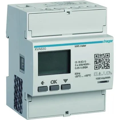 Compteur triphasé Hager XVA630 pour gestion dynamique Witty