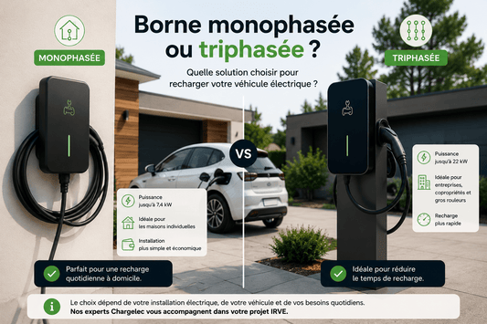 Borne monophasée ou triphasée : laquelle choisir en 2026 ? - CHARGELEC