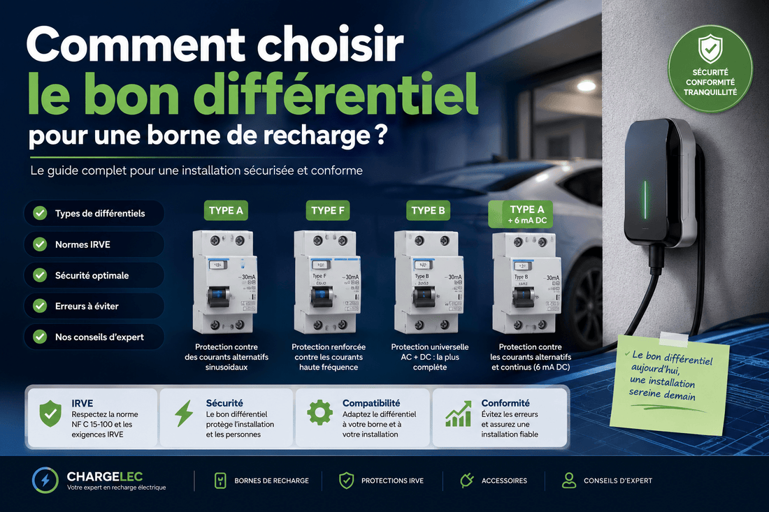 Comment choisir le bon différentiel pour une borne de recharge ? Guide IRVE 2026 - CHARGELEC