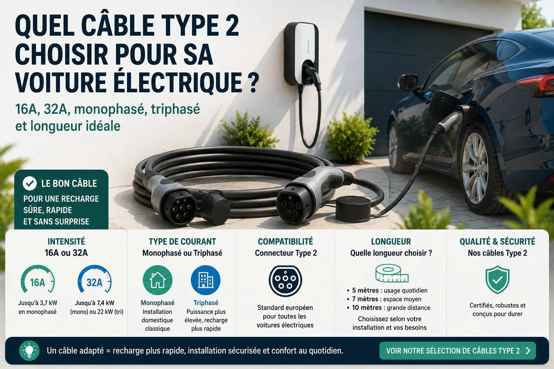 Quel câble Type 2 choisir pour sa voiture électrique ? Guide 2026 - CHARGELEC