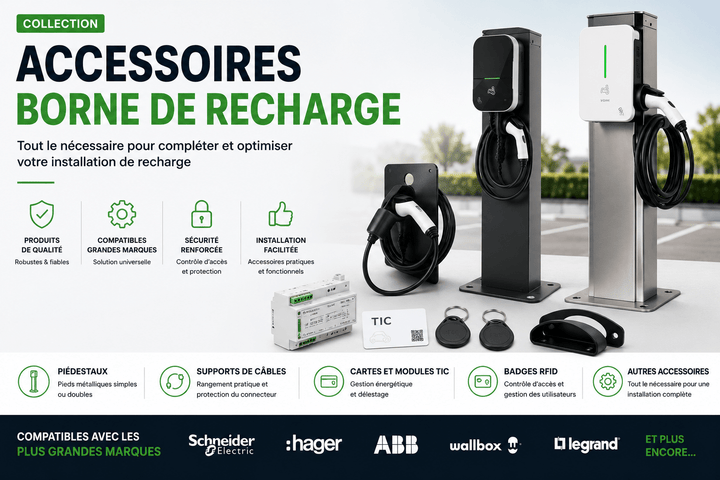 Accessoires pour Bornes de Recharge | Piédestaux, RFID et Supports de Câbles