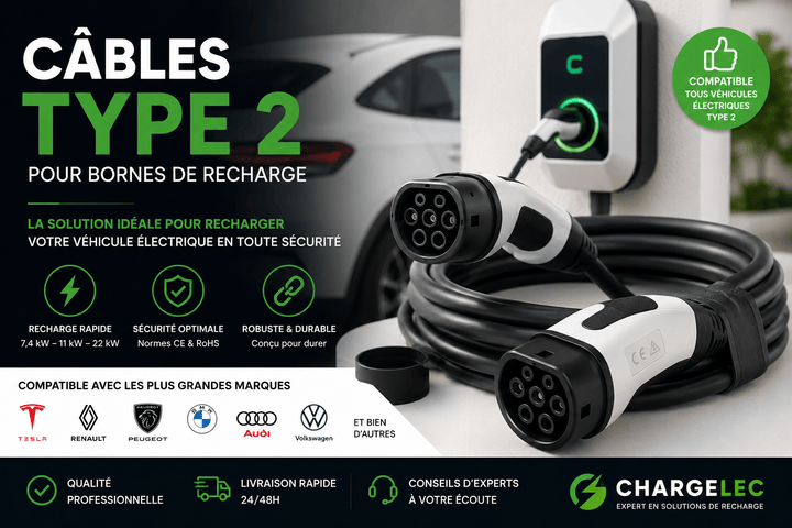 Câbles Type 2 pour Bornes de Recharge