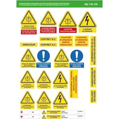 Étiquettes photovoltaïques Bizline 730728 pour installation sans stockage