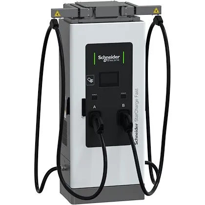 Borne de recharge rapide Schneider StarCharge Fast 60 kW EVD2S60TBB avec deux câbles CCS Combo 2